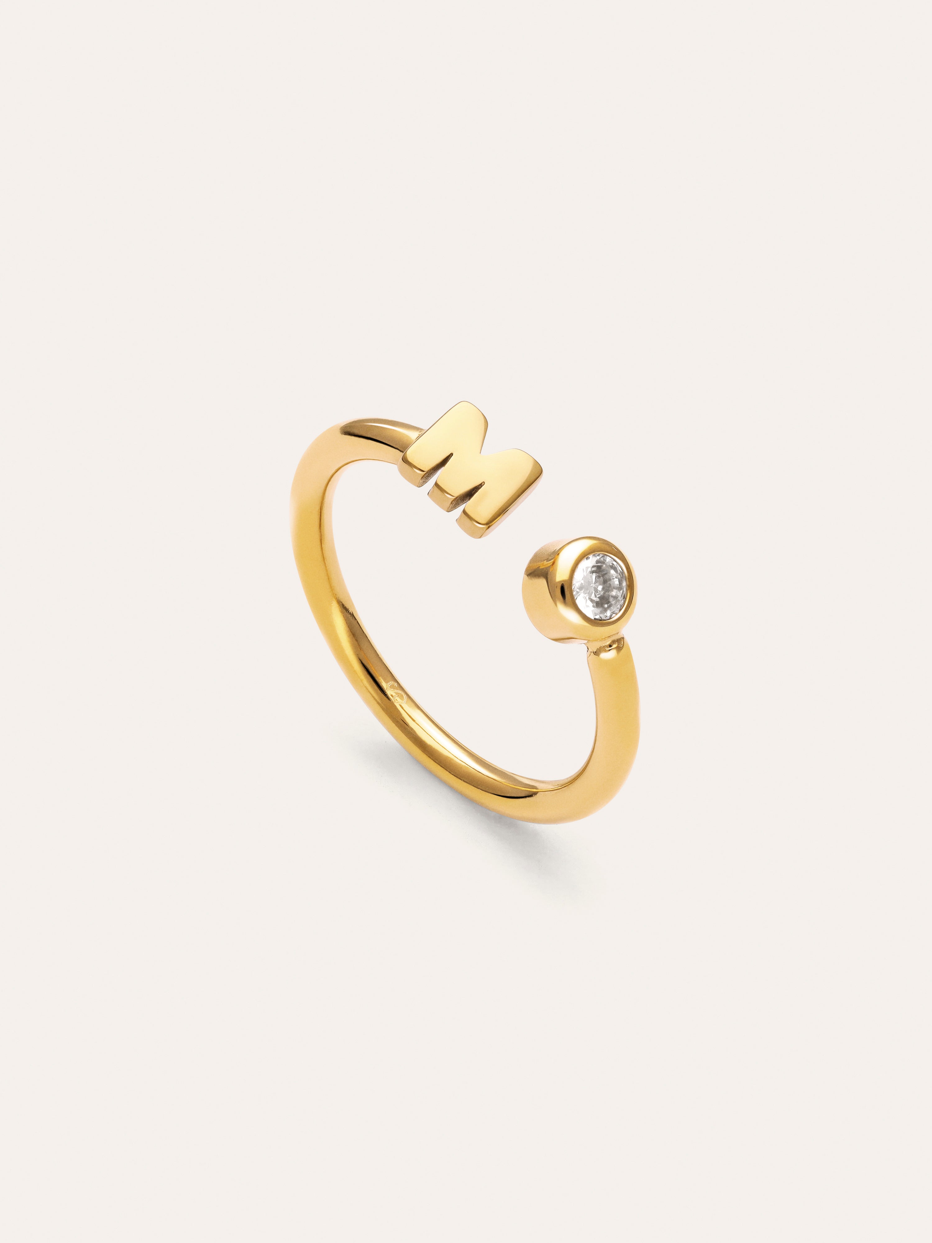 Anello Personalizzato Letter Spark Acciaio Placcato Oro