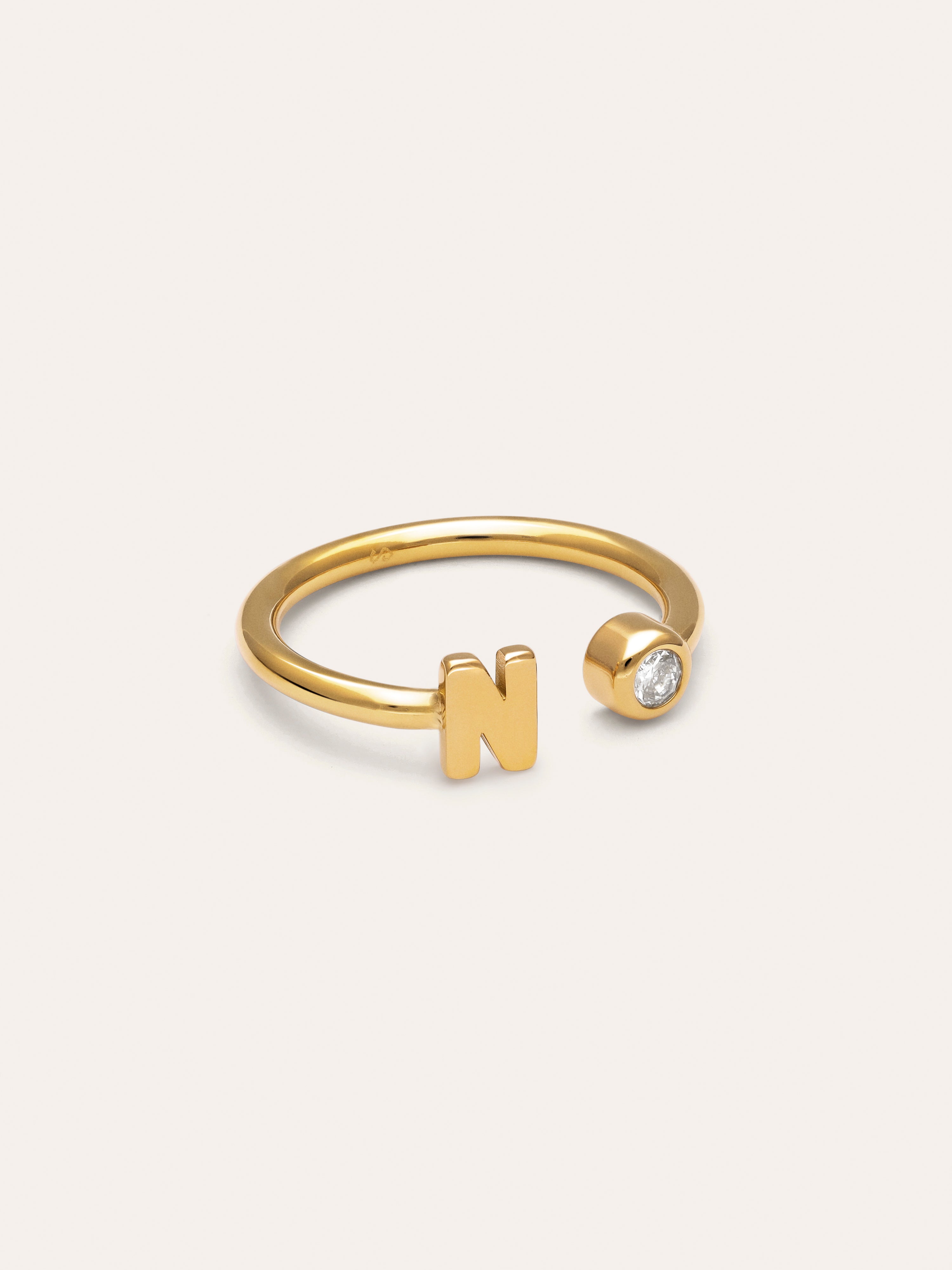 Anello Personalizzato Letter Spark Acciaio Placcato Oro