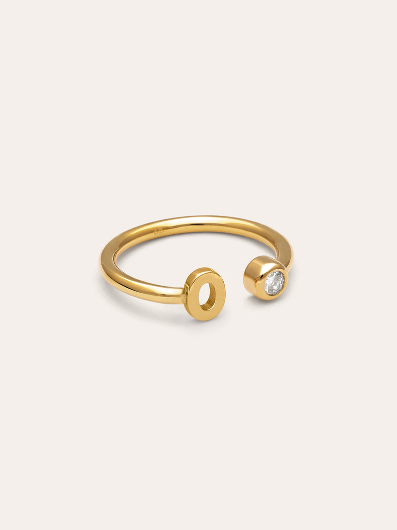Anello Personalizzato Letter Spark Acciaio Placcato Oro