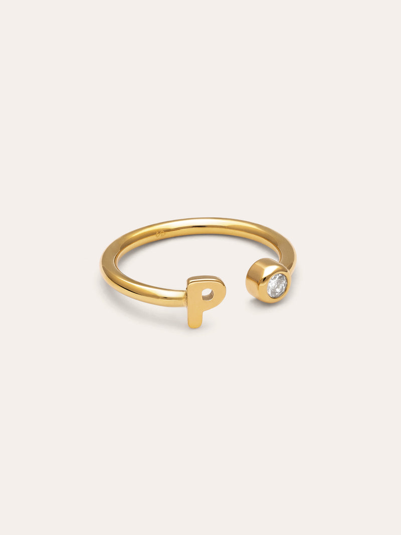 Anello Personalizzato Letter Spark Acciaio Placcato Oro