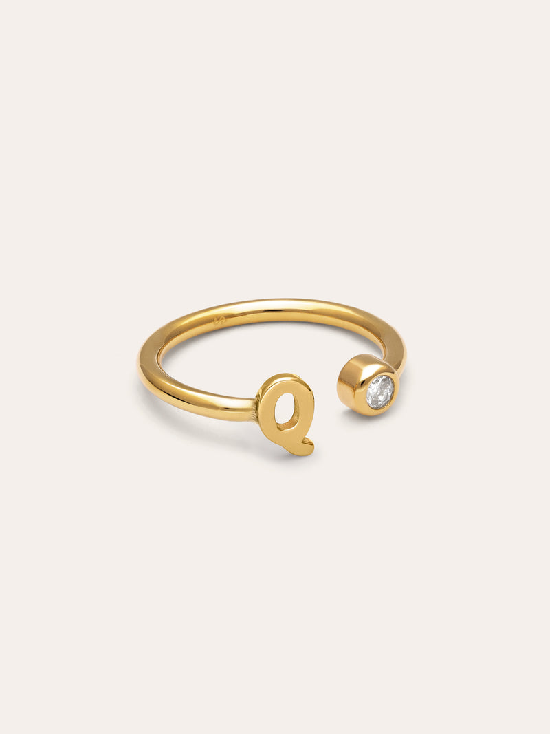 Anello Personalizzato Letter Spark Acciaio Placcato Oro