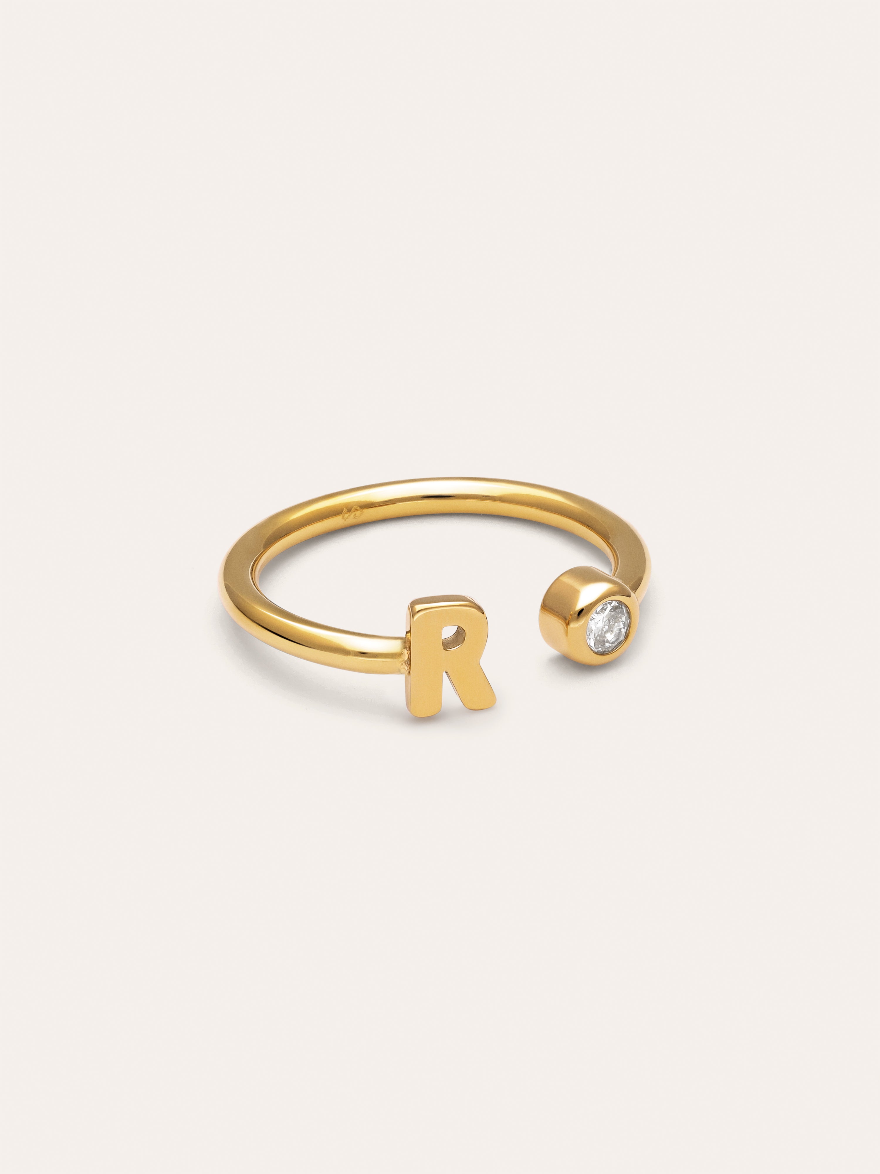 Anello Personalizzato Letter Spark Acciaio Placcato Oro