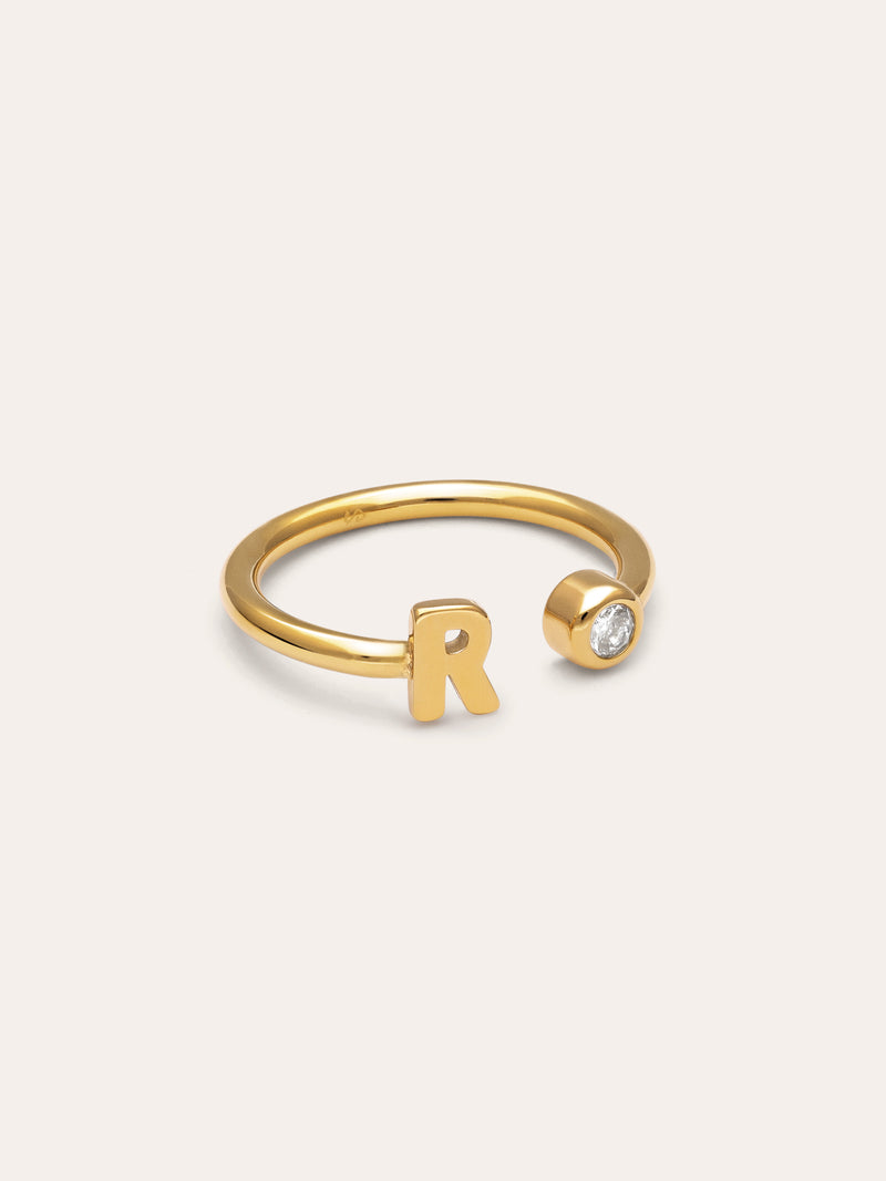 Anello Personalizzato Letter Spark Acciaio Placcato Oro