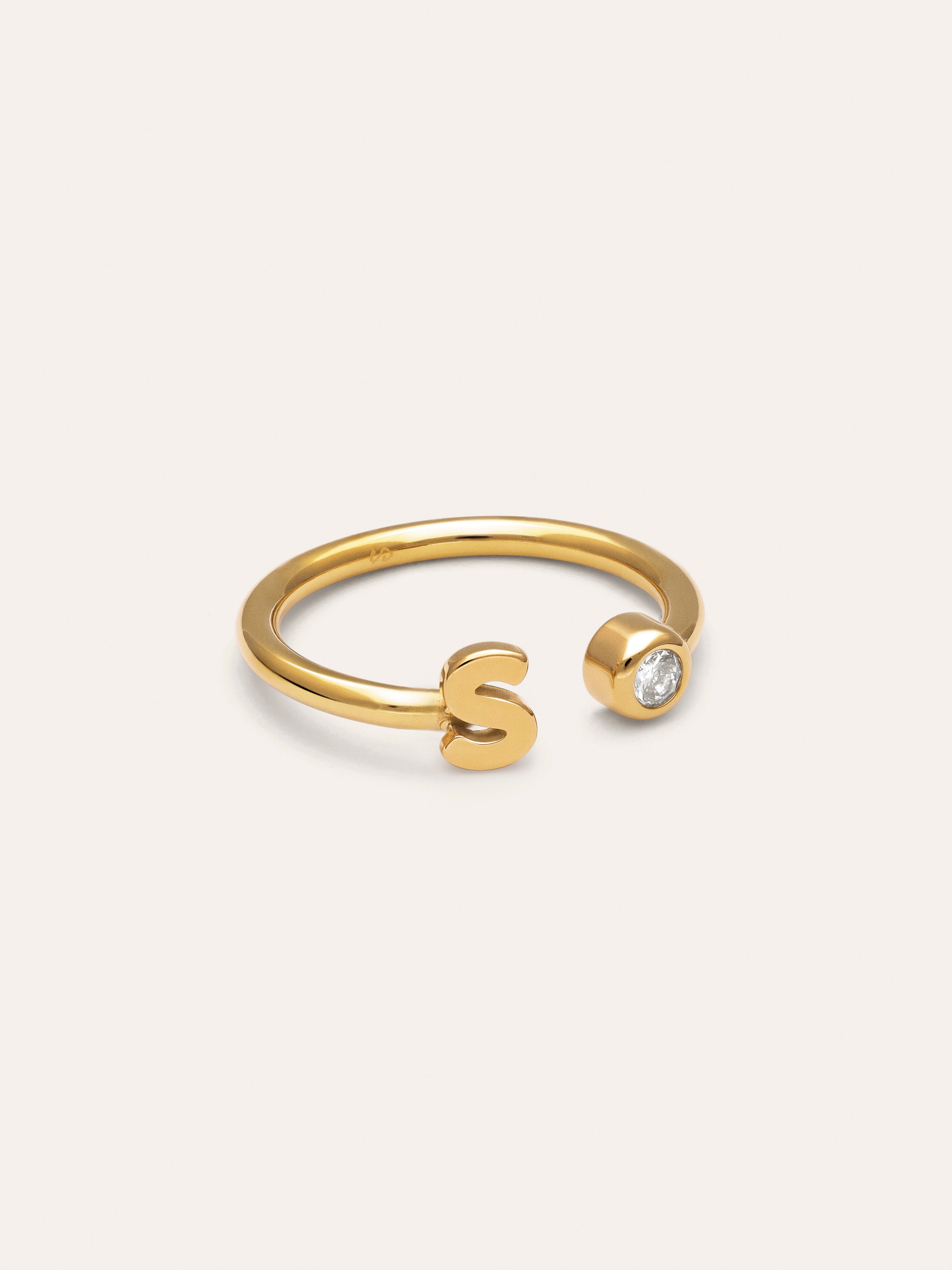 Anello Personalizzato Letter Spark Acciaio Placcato Oro