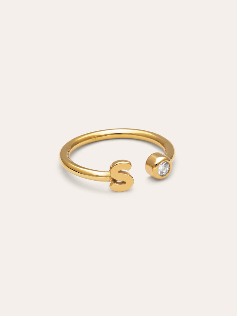 Anello Personalizzato Letter Spark Acciaio Placcato Oro