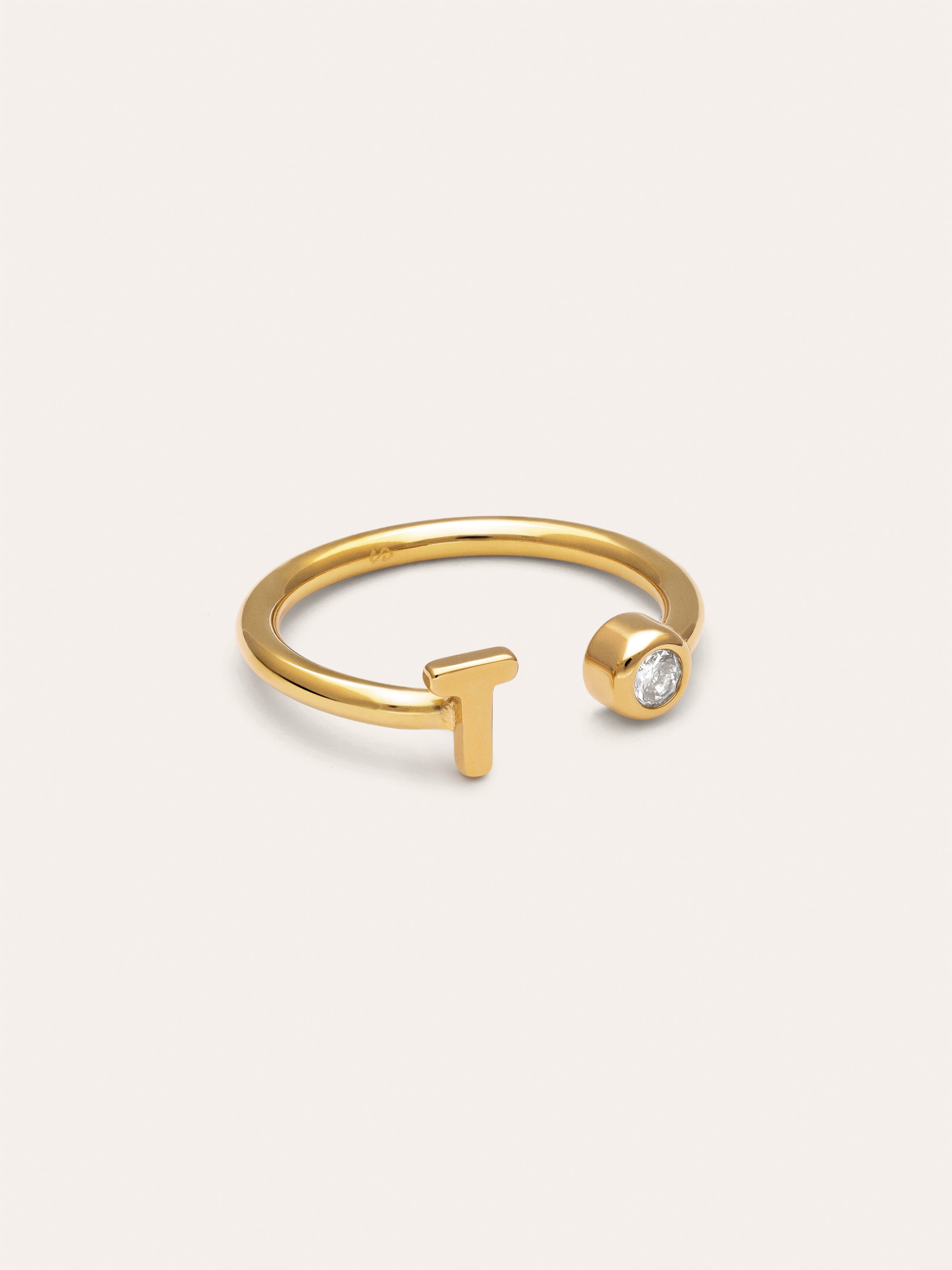 Anello Personalizzato Letter Spark Acciaio Placcato Oro