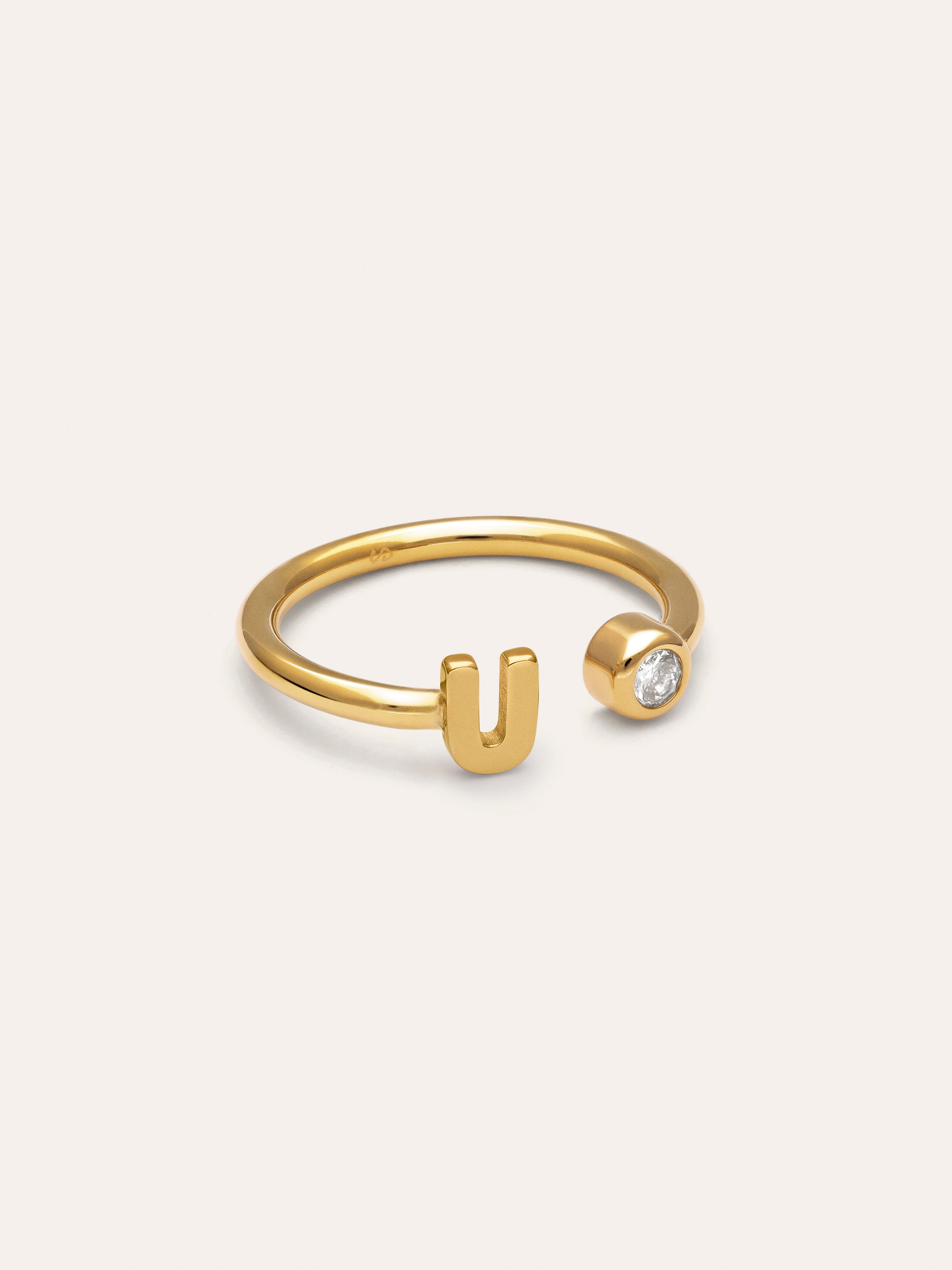 Anello Personalizzato Letter Spark Acciaio Placcato Oro