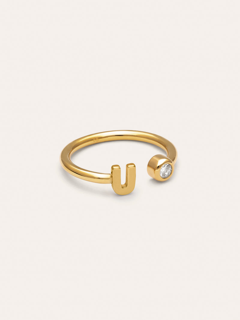 Anello Personalizzato Letter Spark Acciaio Placcato Oro
