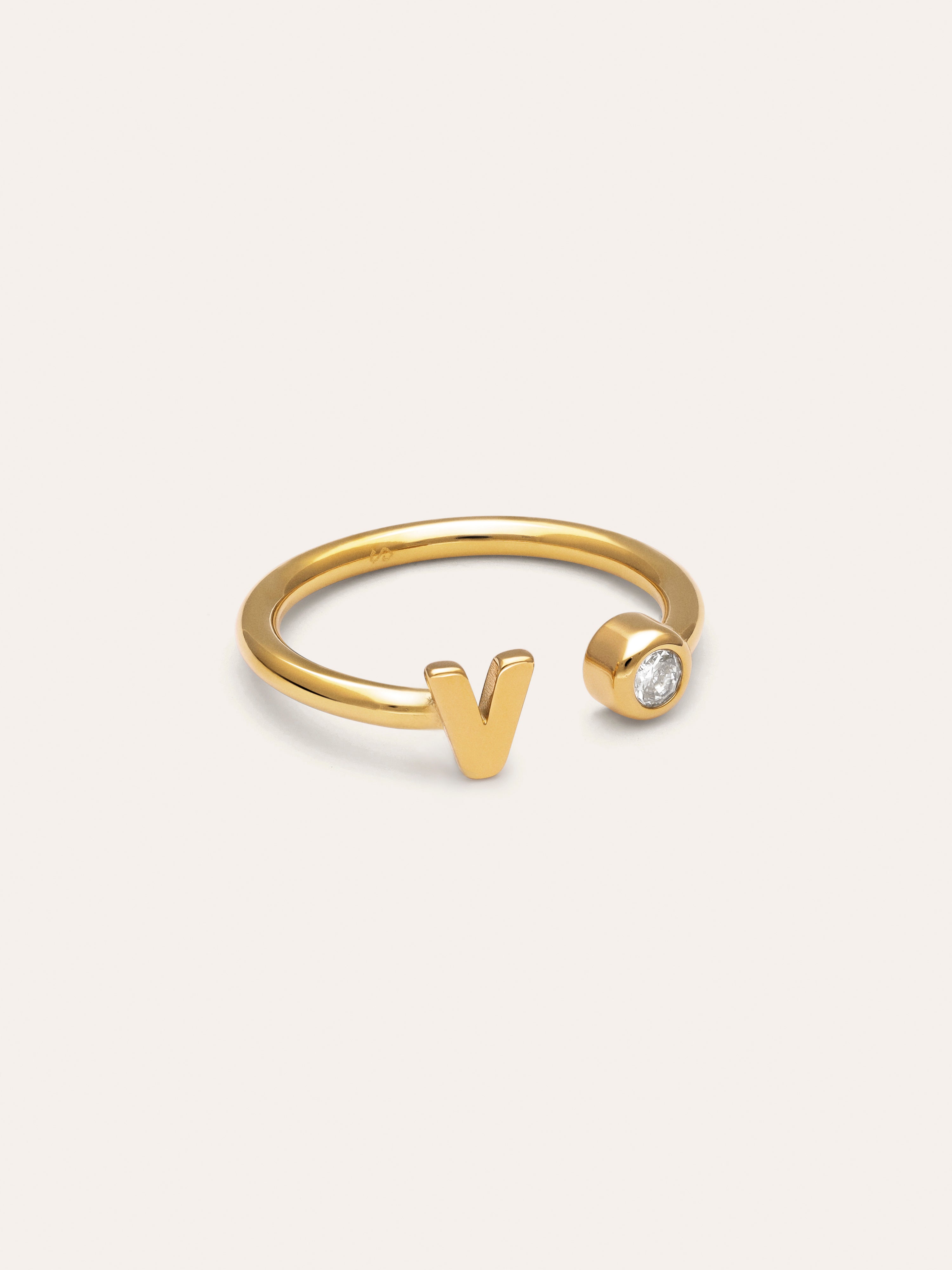 Anello Personalizzato Letter Spark Acciaio Placcato Oro