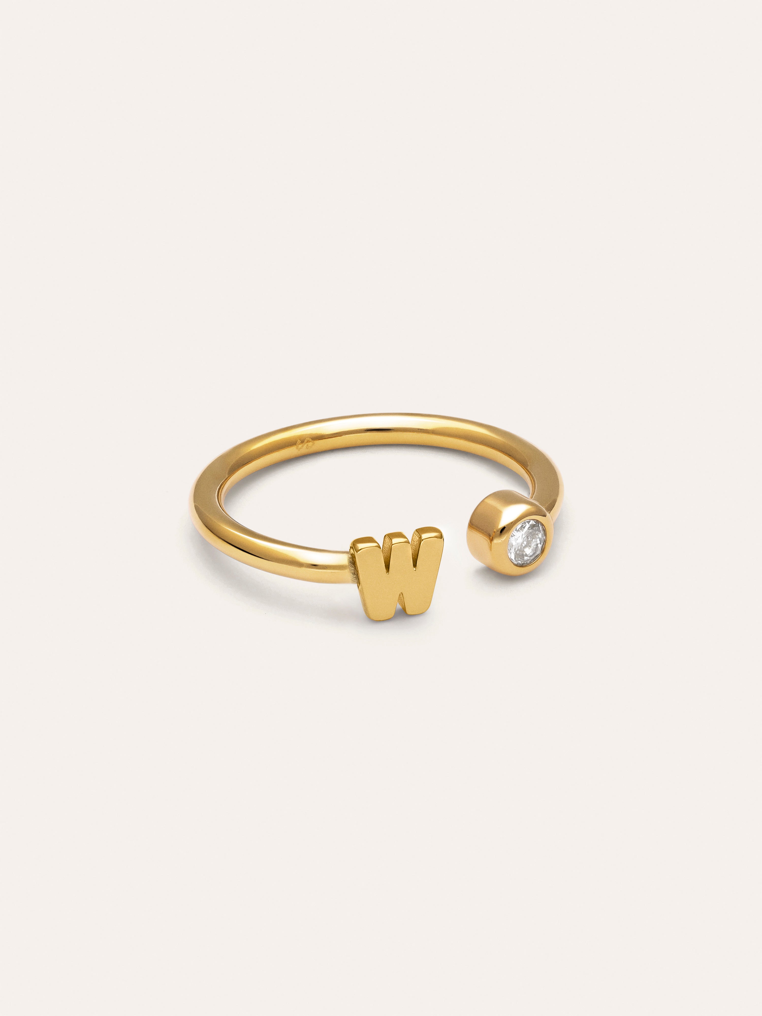 Anello Personalizzato Letter Spark Acciaio Placcato Oro