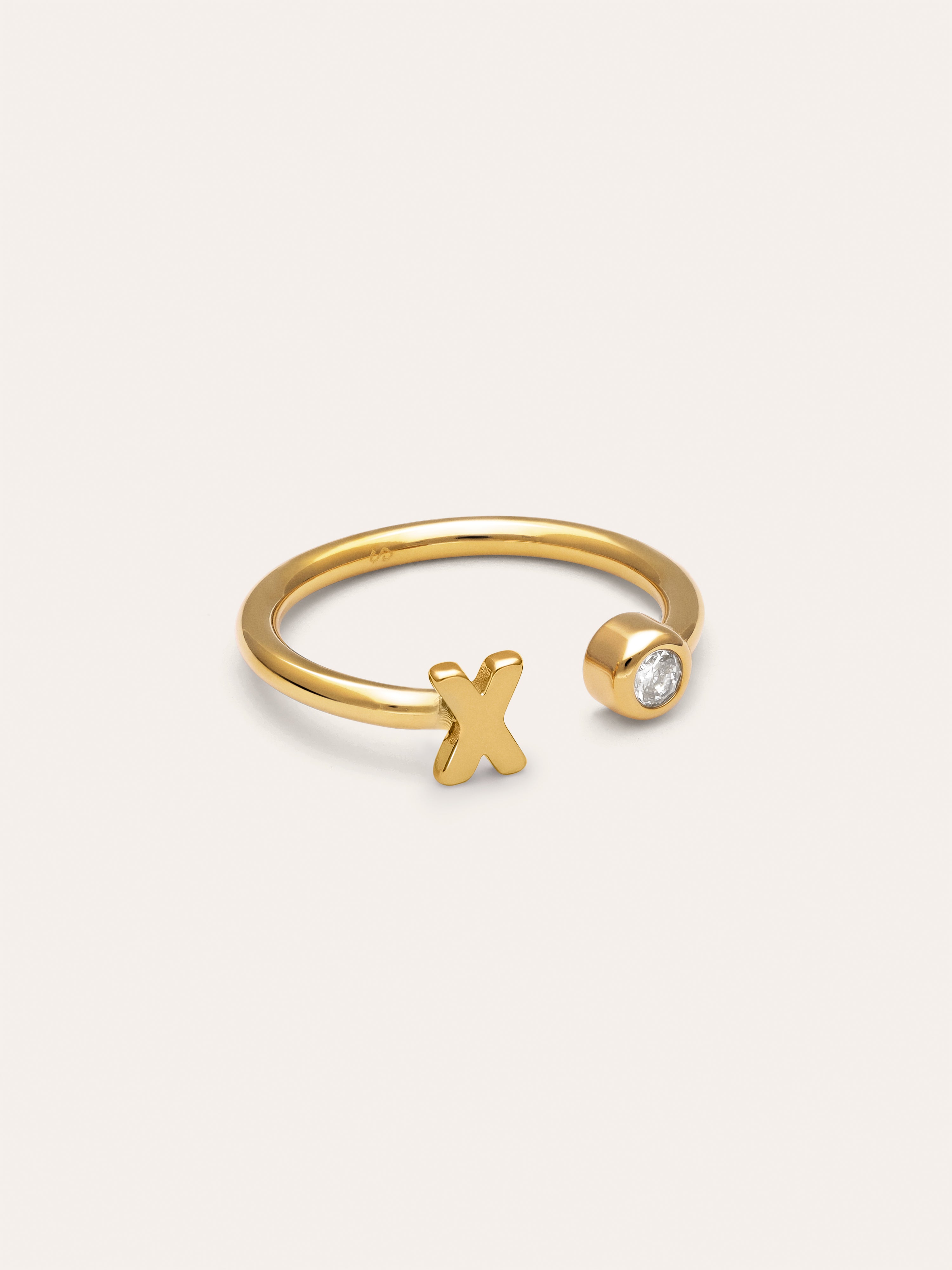 Anello Personalizzato Letter Spark Acciaio Placcato Oro