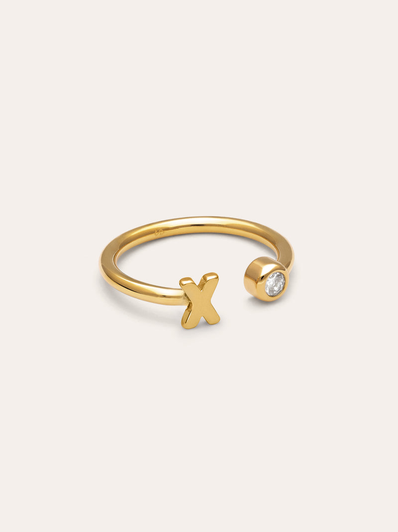 Anello Personalizzato Letter Spark Acciaio Placcato Oro