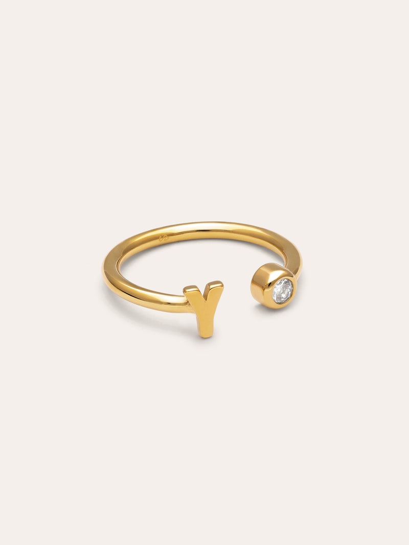 Anello Personalizzato Letter Spark Acciaio Placcato Oro