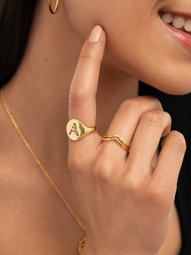 Peak Steel Ring, Gold-Plated