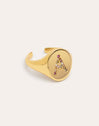 Anillo Personalizado Signet Letter Colors Baño Oro