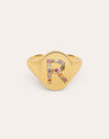 Anillo Personalizado Signet Letter Colors Baño Oro