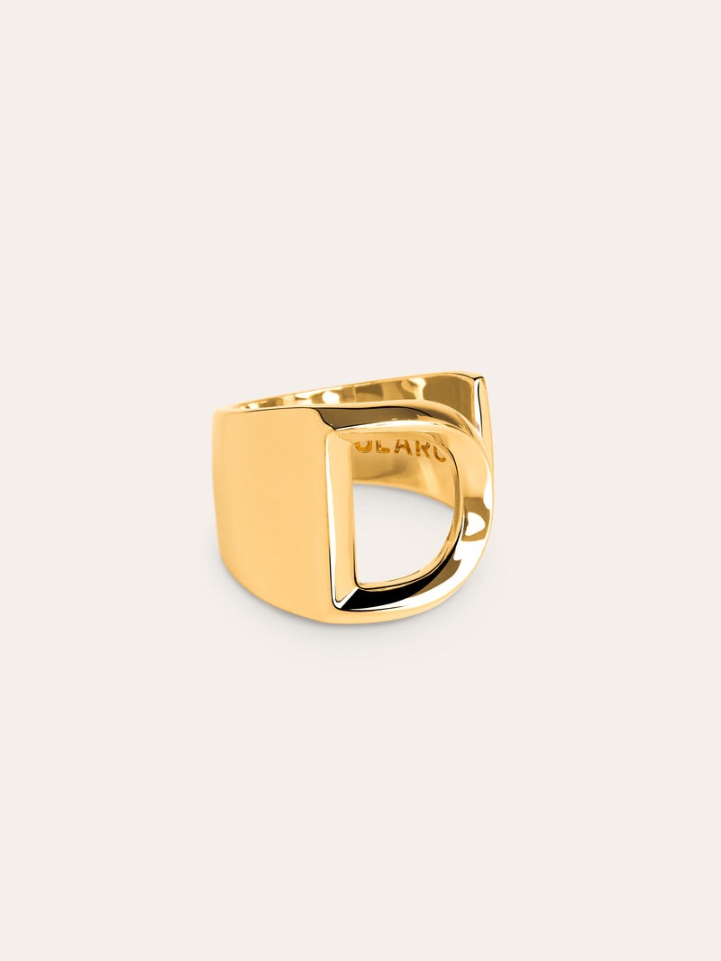 Anillo Personalizado Letter Signet Baño Oro