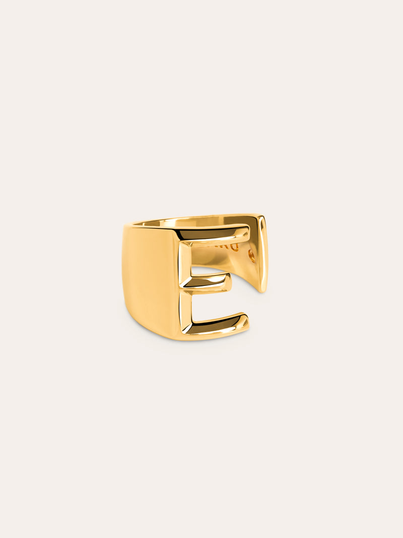 Anillo Personalizado Letter Signet Baño Oro