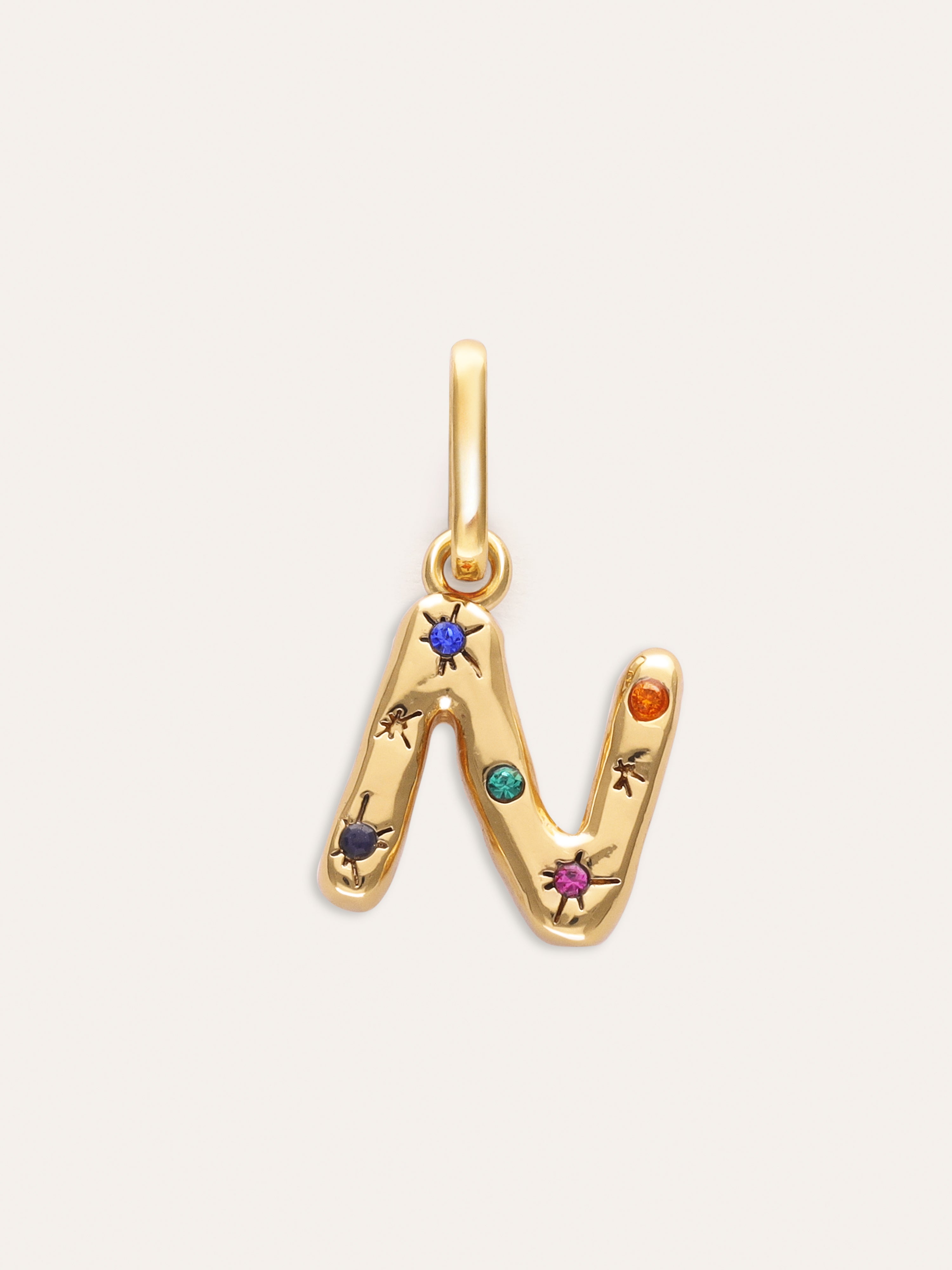 Charm Personalizado Inicial Organic Colors Banho de Ouro