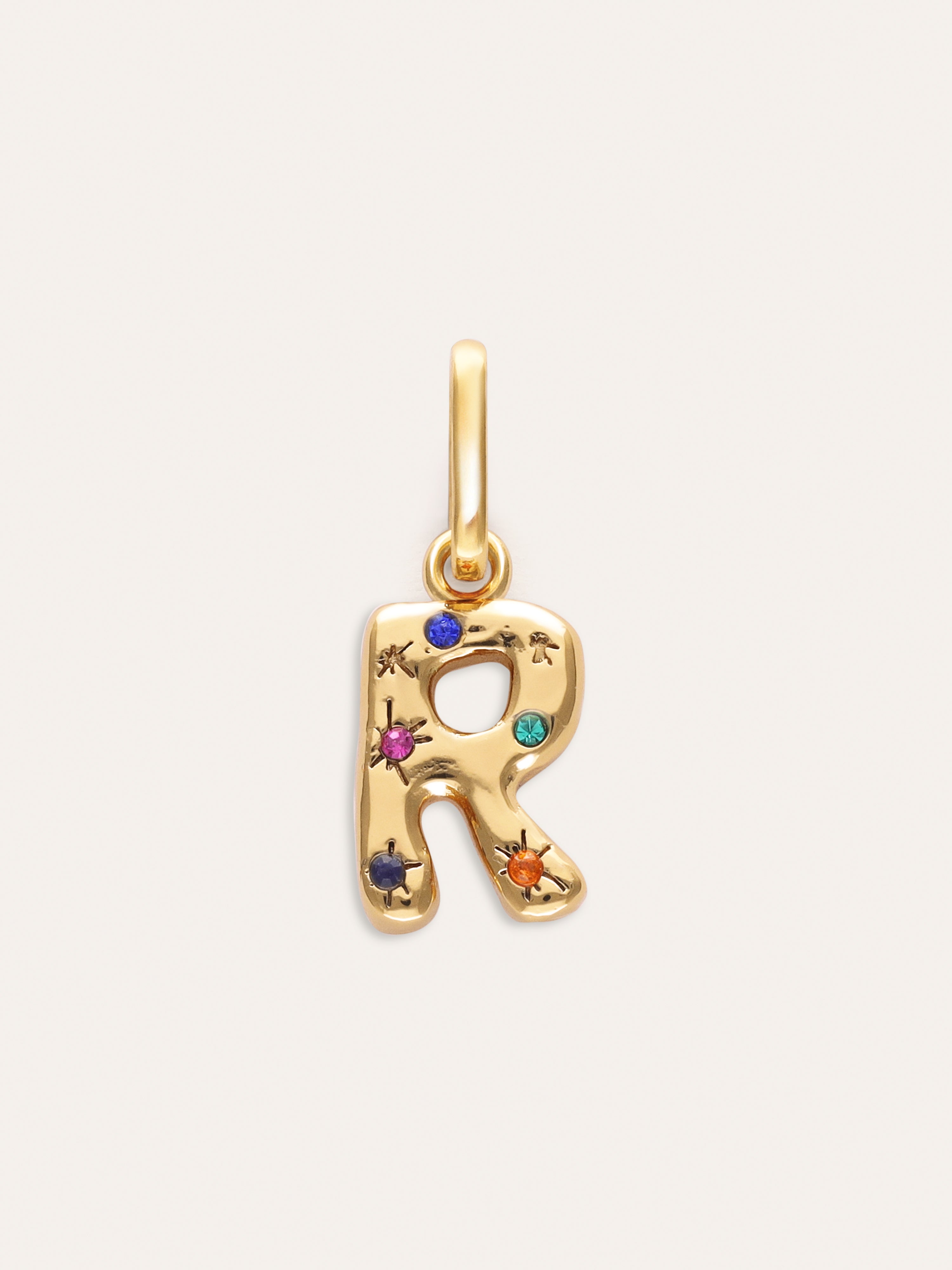Charm Personalizado Inicial Organic Colors Banho de Ouro