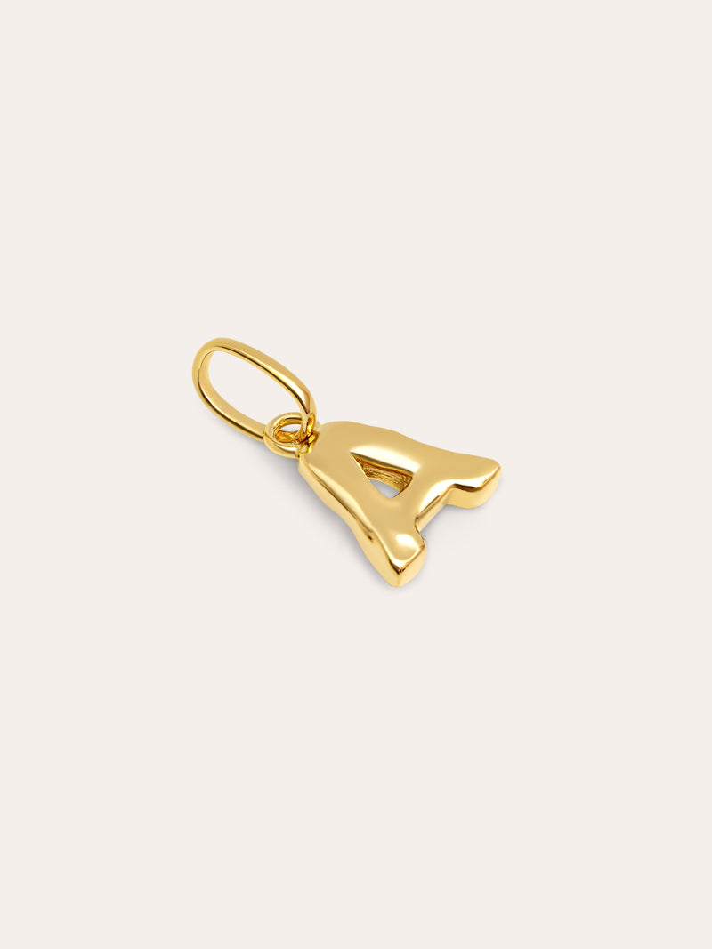 Charm Letter Organic Prata Banho de Ouro