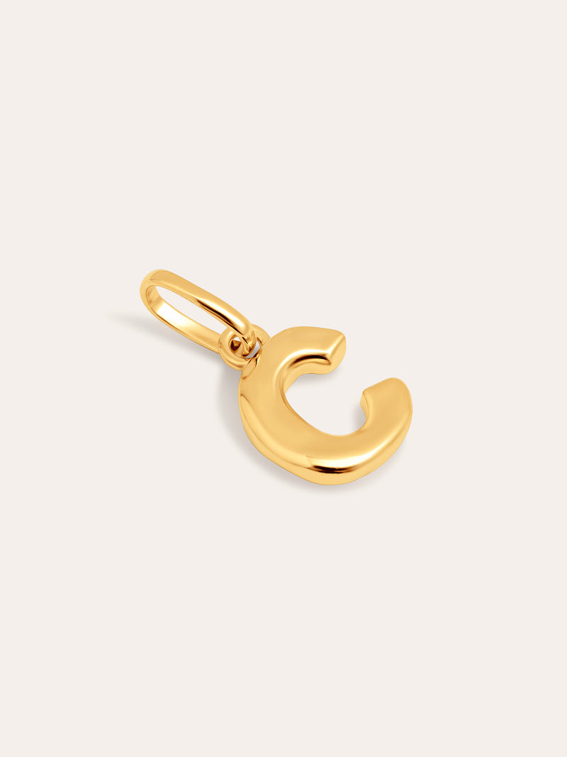 Charm Letter Organic Prata Banho de Ouro