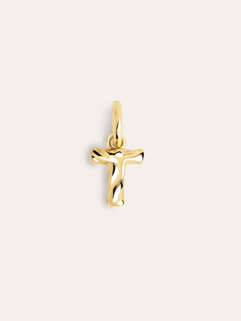 Charm Letter Organic Prata Banho de Ouro
