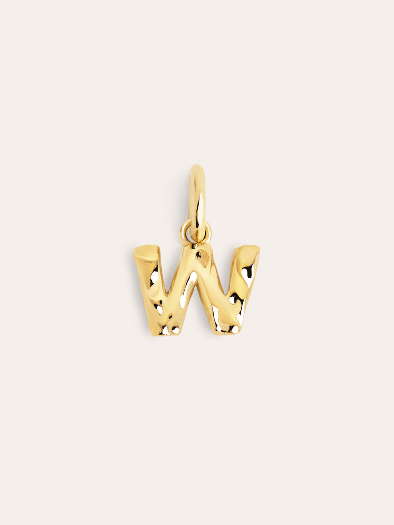 Charm Letter Organic Prata Banho de Ouro