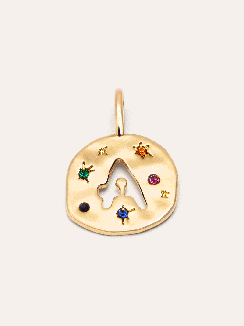 Charm Personalizado Organic Colors Letter Banho de Ouro