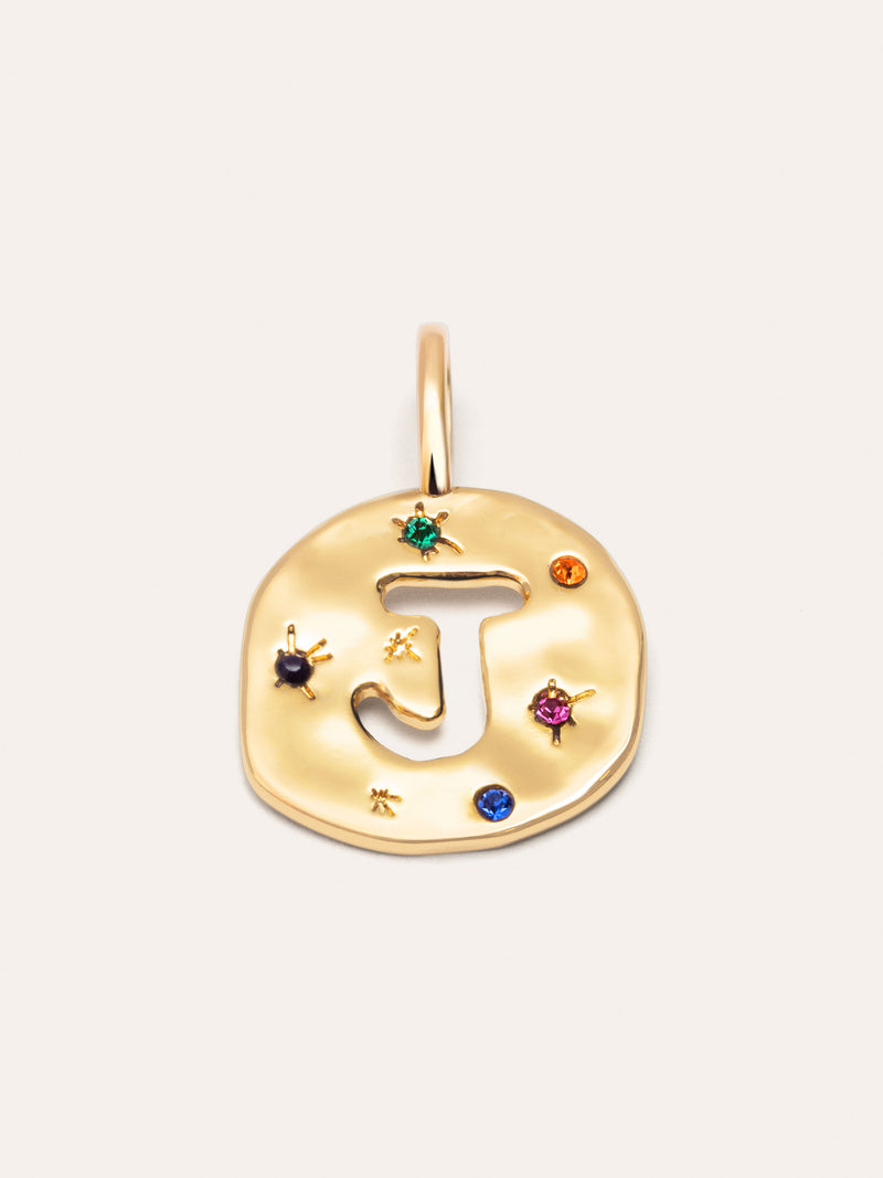 Charm Personalizado Organic Colors Letter Banho de Ouro