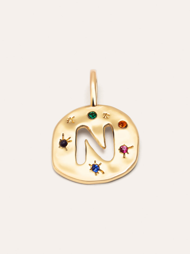 Charm Personalizado Organic Colors Letter Banho de Ouro