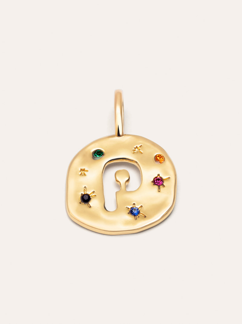 Charm Personalizado Organic Colors Letter Banho de Ouro
