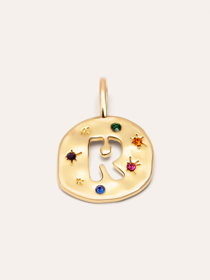 Charm Personalizado Organic Colors Letter Banho de Ouro