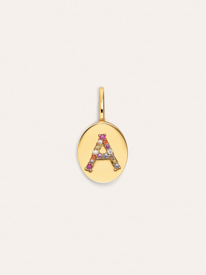 Charm Personalizado Signet Letter Colors Banho de Ouro