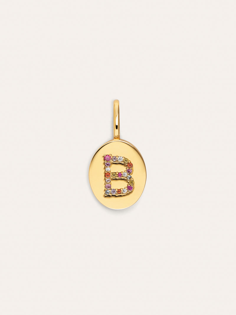 Charm Personalizado Signet Letter Colors Banho de Ouro