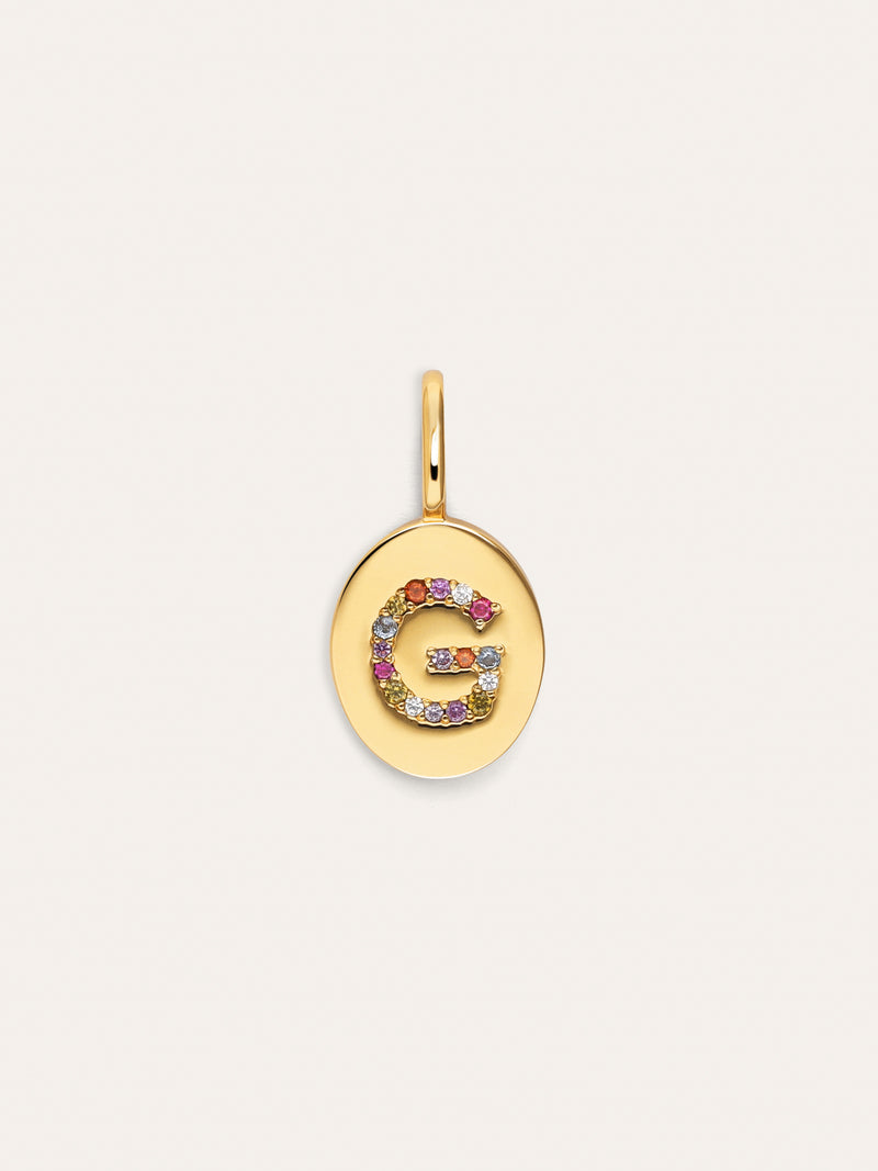 Charm Personalizado Signet Letter Colors Banho de Ouro