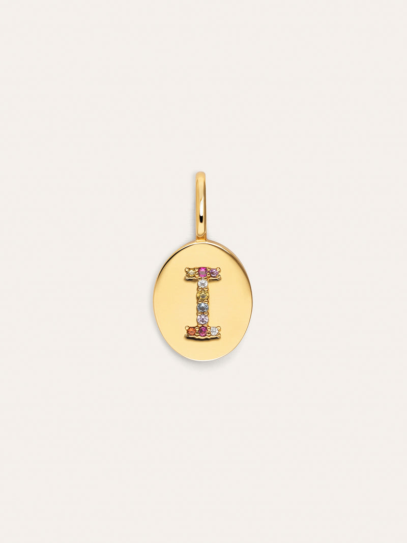Charm Personalizado Signet Letter Colors Banho de Ouro
