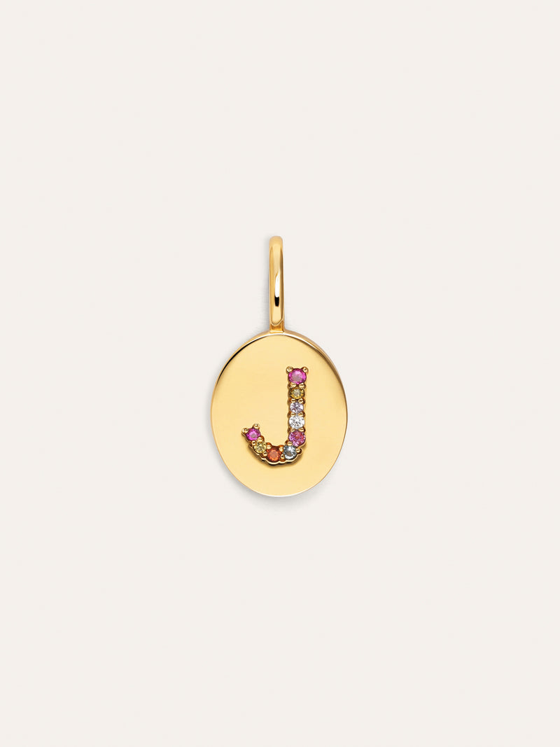 Charm Personalizado Signet Letter Colors Banho de Ouro