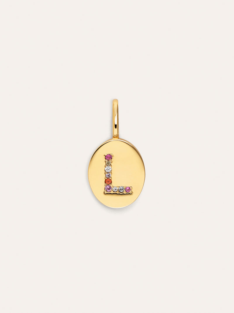 Charm Personalizado Signet Letter Colors Banho de Ouro