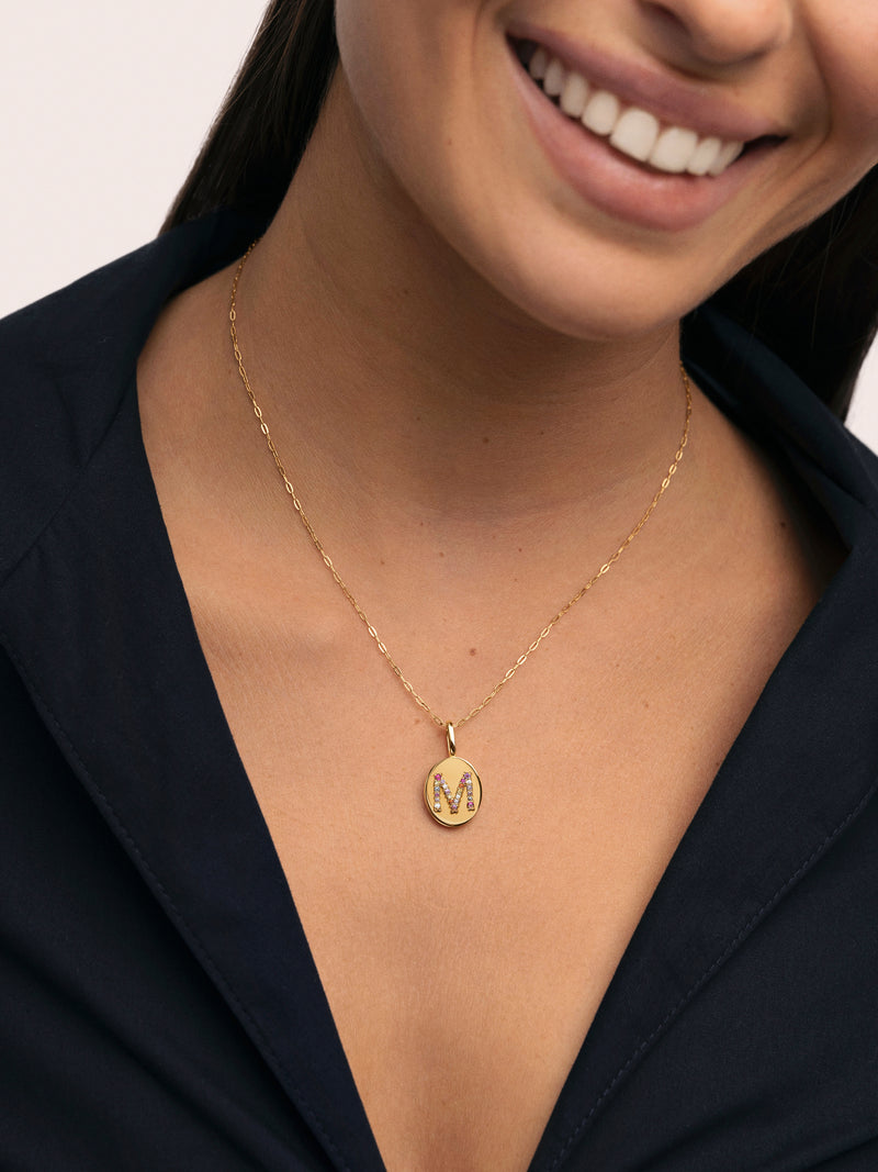 Charm Personalizado Signet Letter Colors Banho de Ouro