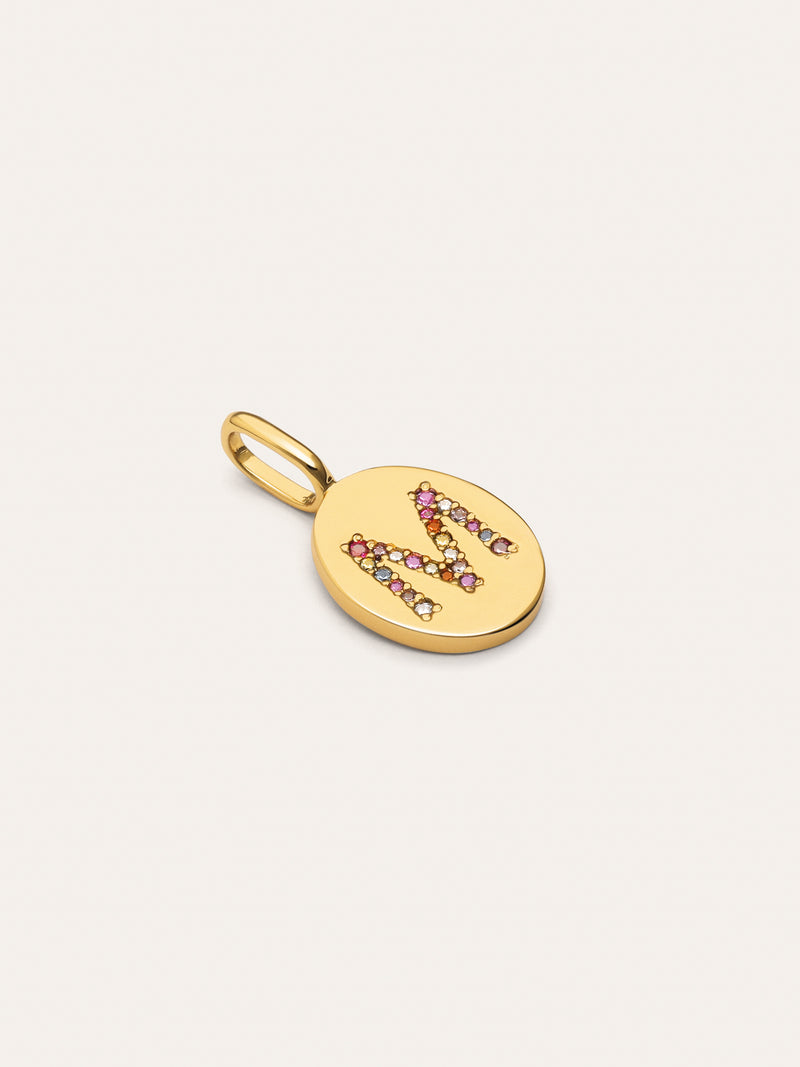 Charm Personalizado Signet Letter Colors Banho de Ouro
