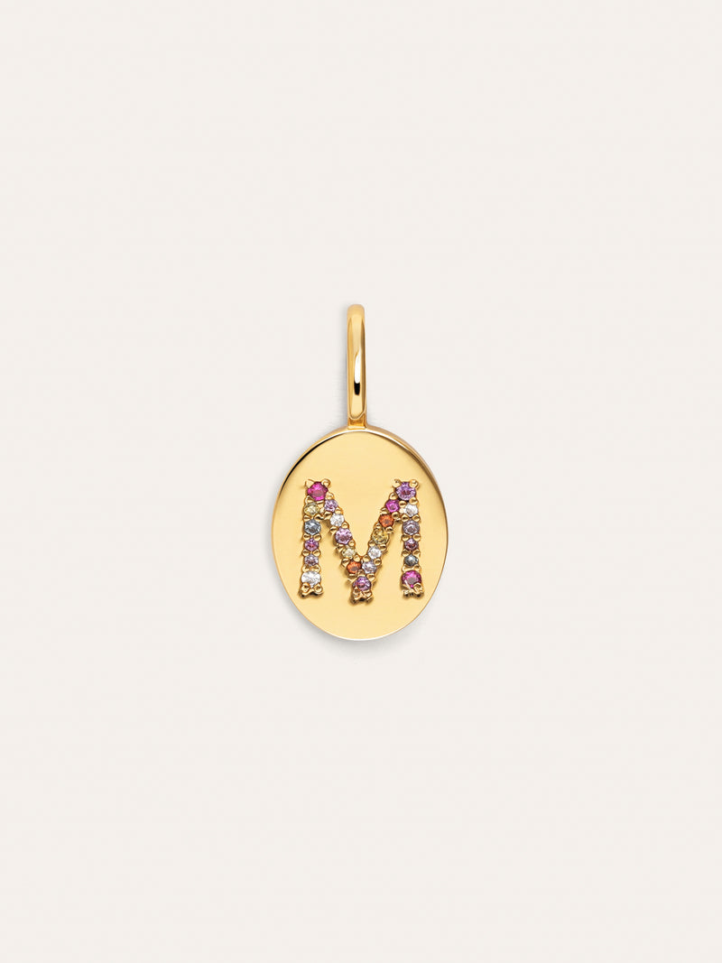 Charm Personalizado Signet Letter Colors Banho de Ouro