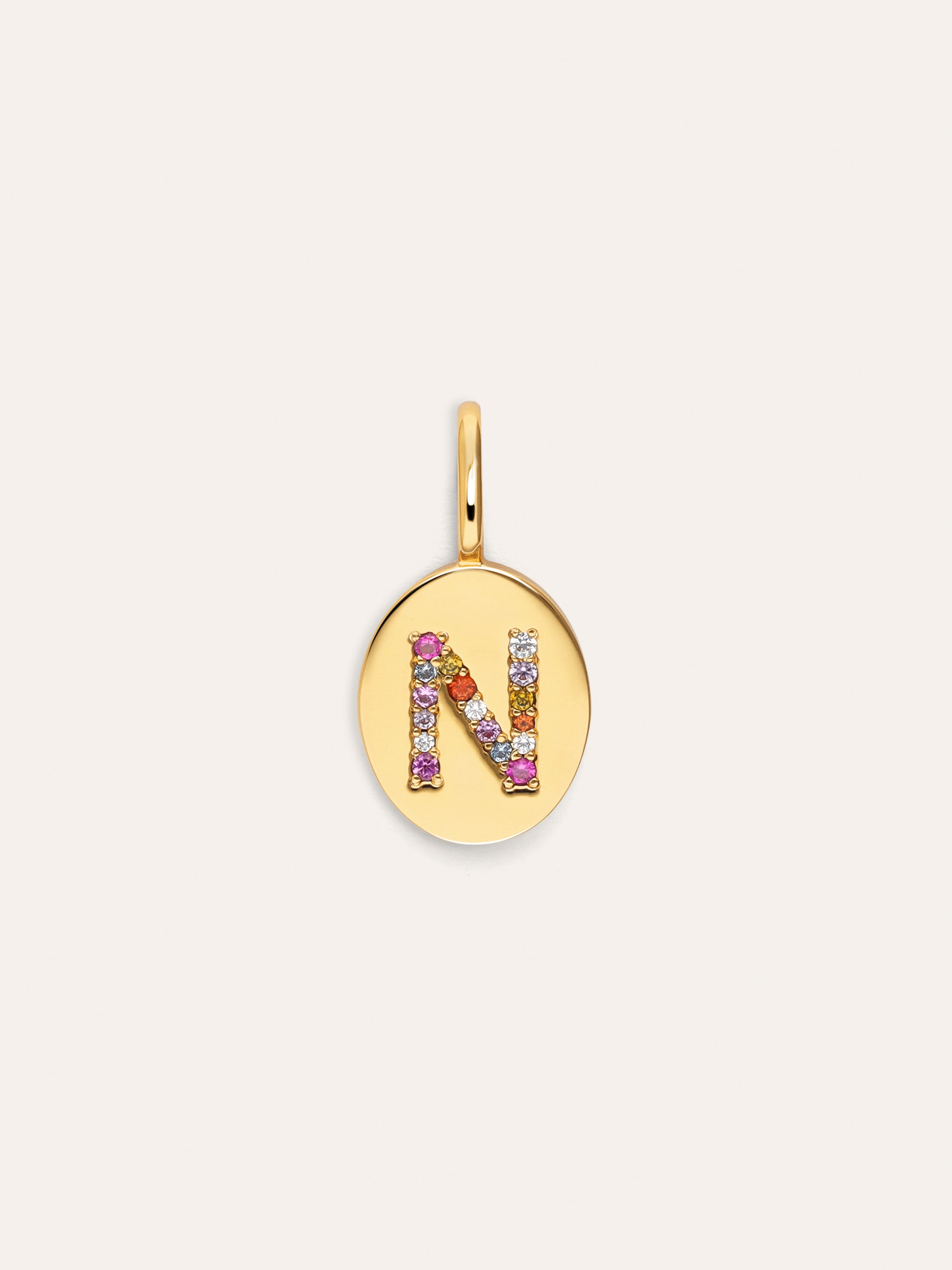 Signet Letter Colors Personalized Gold Charm