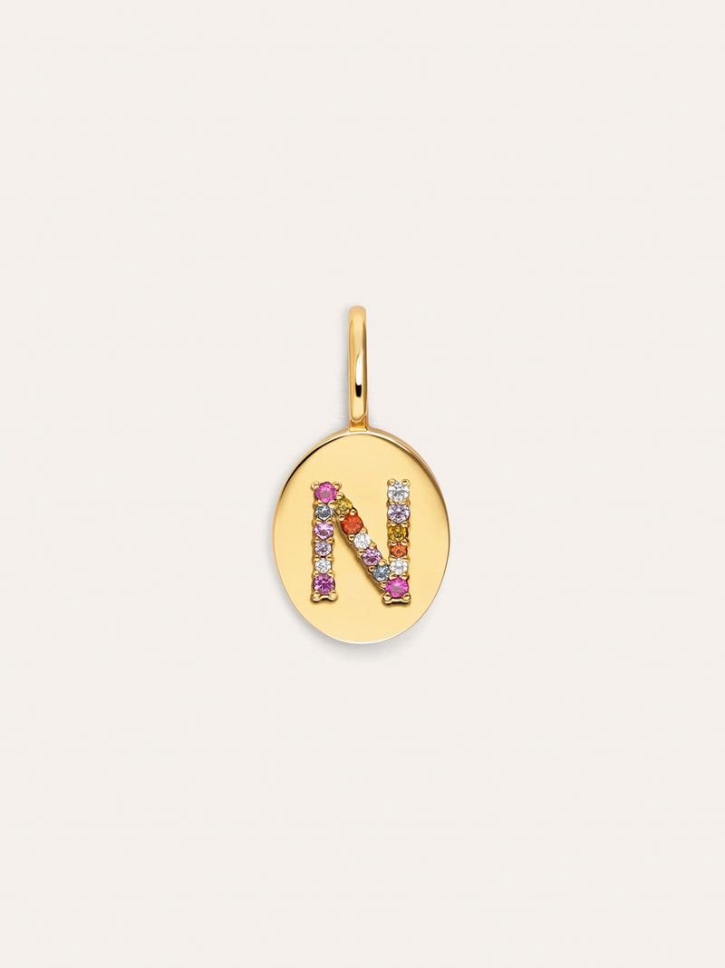 Charm Personalizado Signet Letter Colors Banho de Ouro