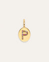 Signet Letter Colors Personalized Gold Charm