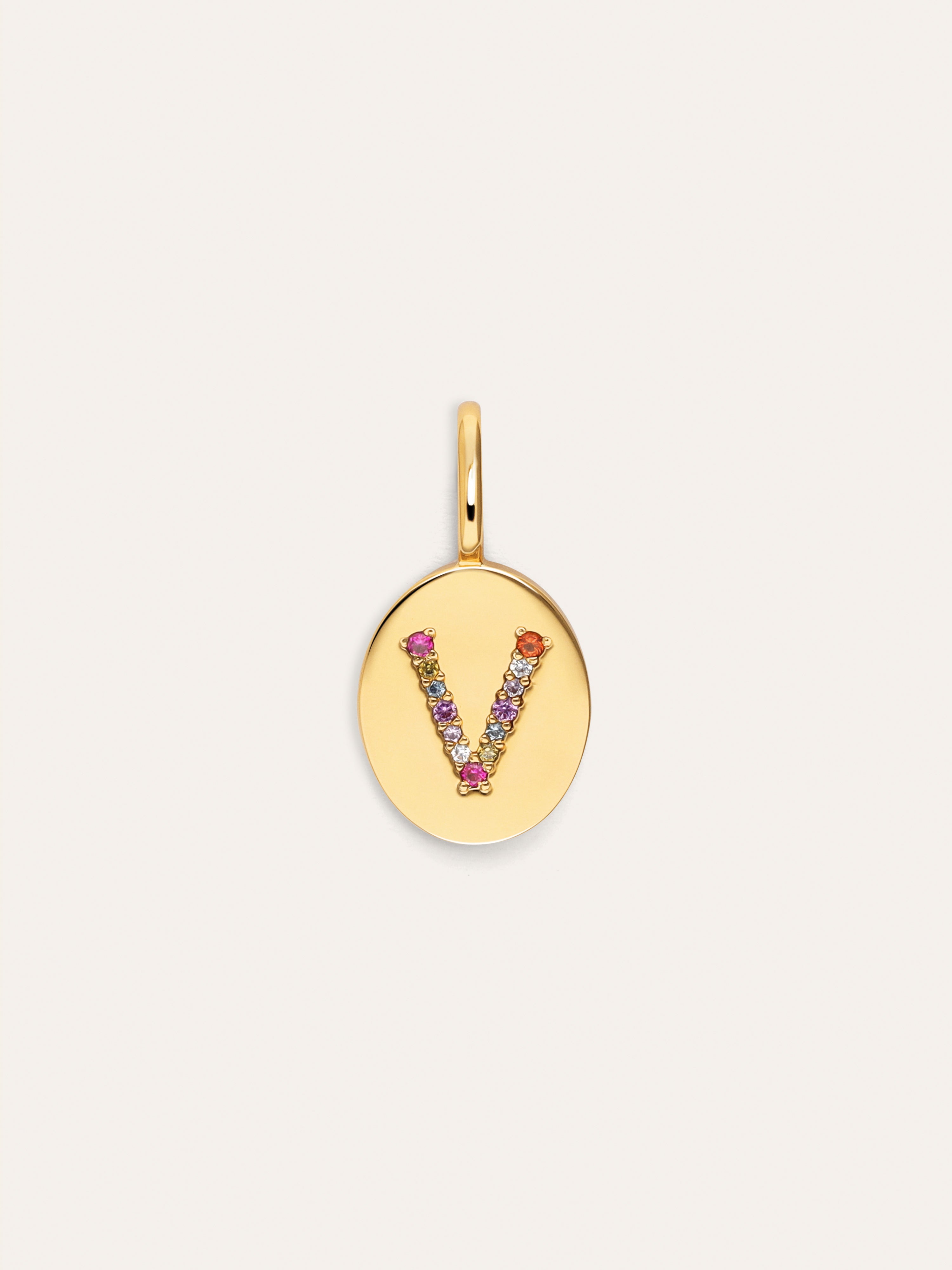Signet Letter Colors Personalized Gold Charm