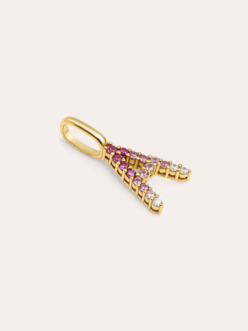 Charm Letter Spark Sakura Prata Banho de Ouro