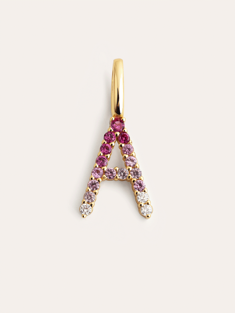 Charm Letter Spark Sakura Prata Banho de Ouro