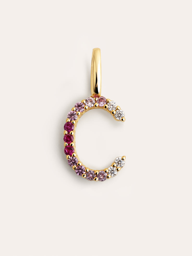 Charm Letter Spark Sakura Prata Banho de Ouro
