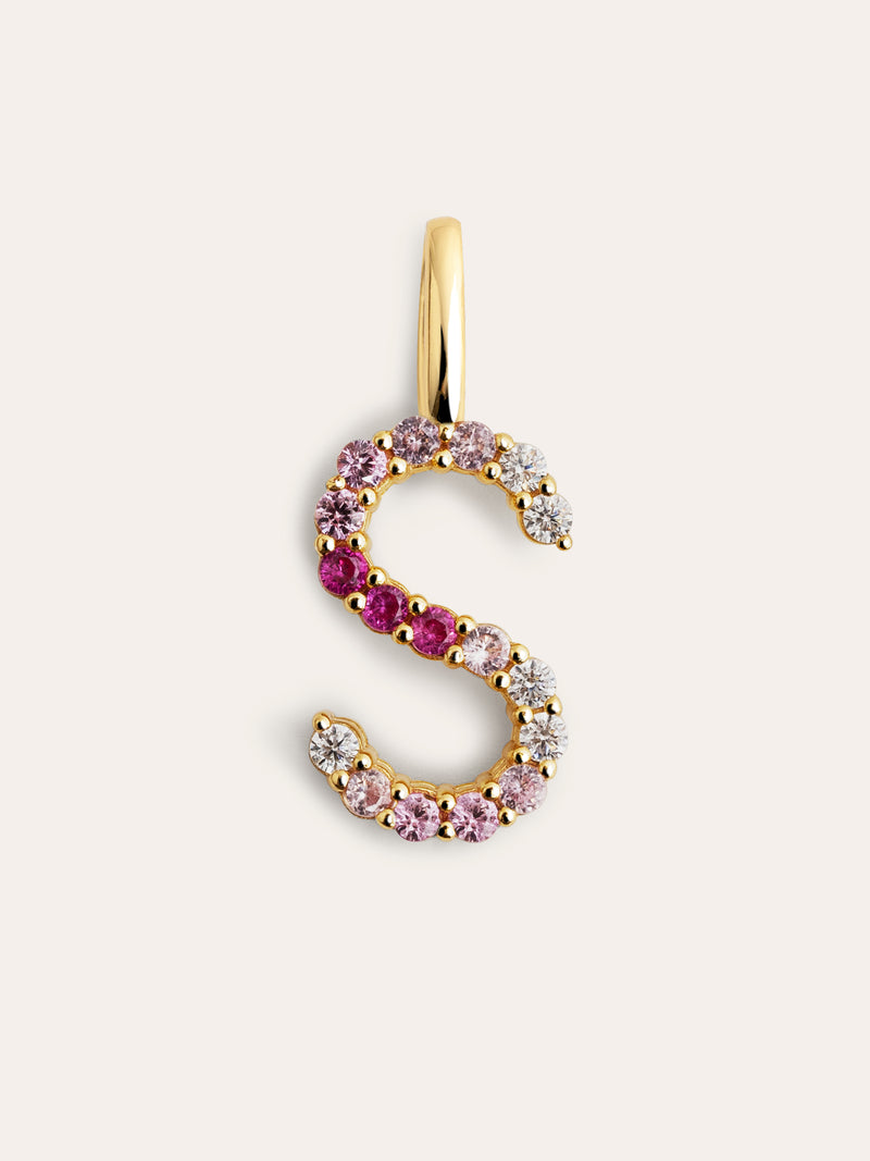 Charm Letter Spark Sakura Prata Banho de Ouro